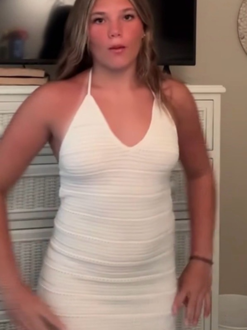 Garage White Backless Halter Bodycon Dress